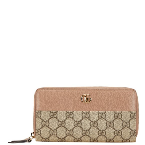Gucci GG Marmont Zip-Around Long Wallet 456117 Beige Leather Women's GUCCI - Picture 1 of 11
